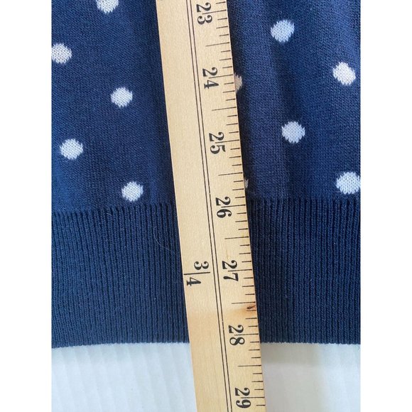 Womens Navy Blue and White Polka Dot Sweater Size 22 Dark Academia Grandma Core - Picture 5 of 8